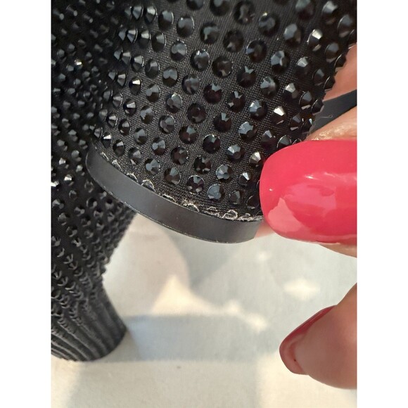 Zara Women Rhinestone Boots Heeled Ankle Black Size EU 38 US 7.5 Booties - Picture 7 of 16